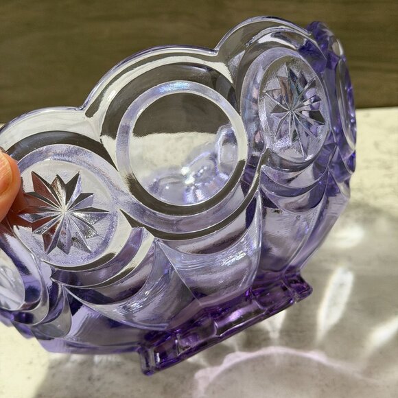 Fenton Vintage Neodymium Knobby Bulls Eye Candy Box Wisteria Covered Dish 9385WT - Picture 8 of 12